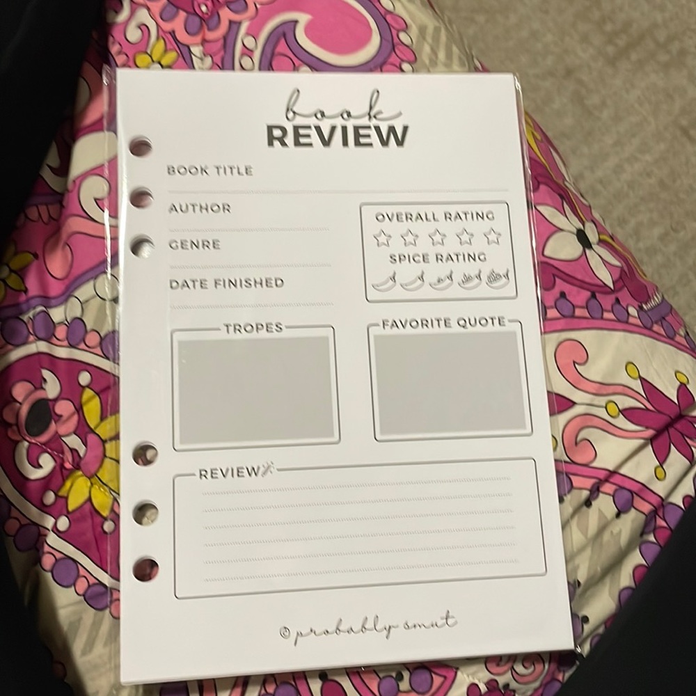 Probably Smut Book Club Book Review Pages